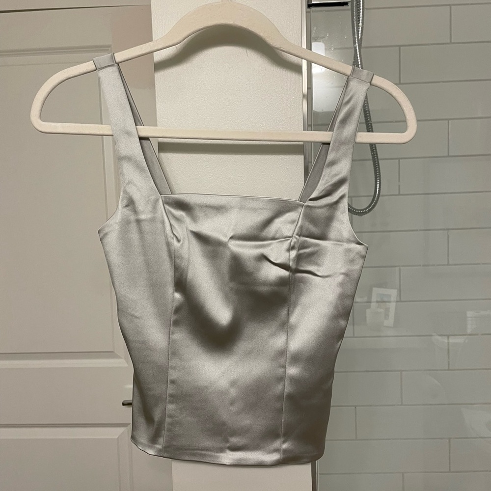 NWOT Abercrombie Satin Silver Corset Top